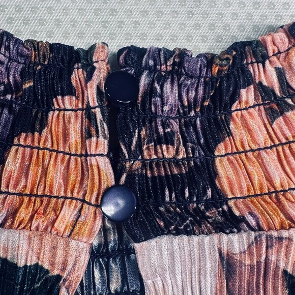 Chicos Womens Size M Floral Print Long Sleeve Blouse Multicolor Crinkle Texture - Picture 8 of 8